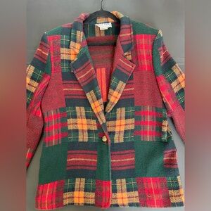 Vintage Retro EAGLE RIVER Traders Plaid Women’s Jacket Blazer Wool Blend 14 L/XL